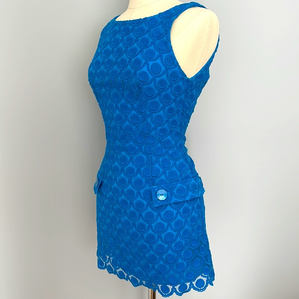 BeBe perfect weekend boatneck eyelet dress, blue size XS - Picture 2 of 9